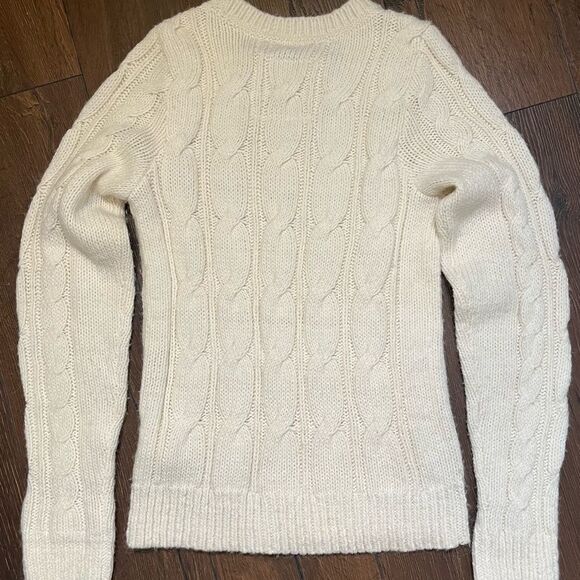 Abercrombie & Fitch Women's Size Large Chunky Ivory Cable Knit Sweater Y2K - Picture 4 of 6